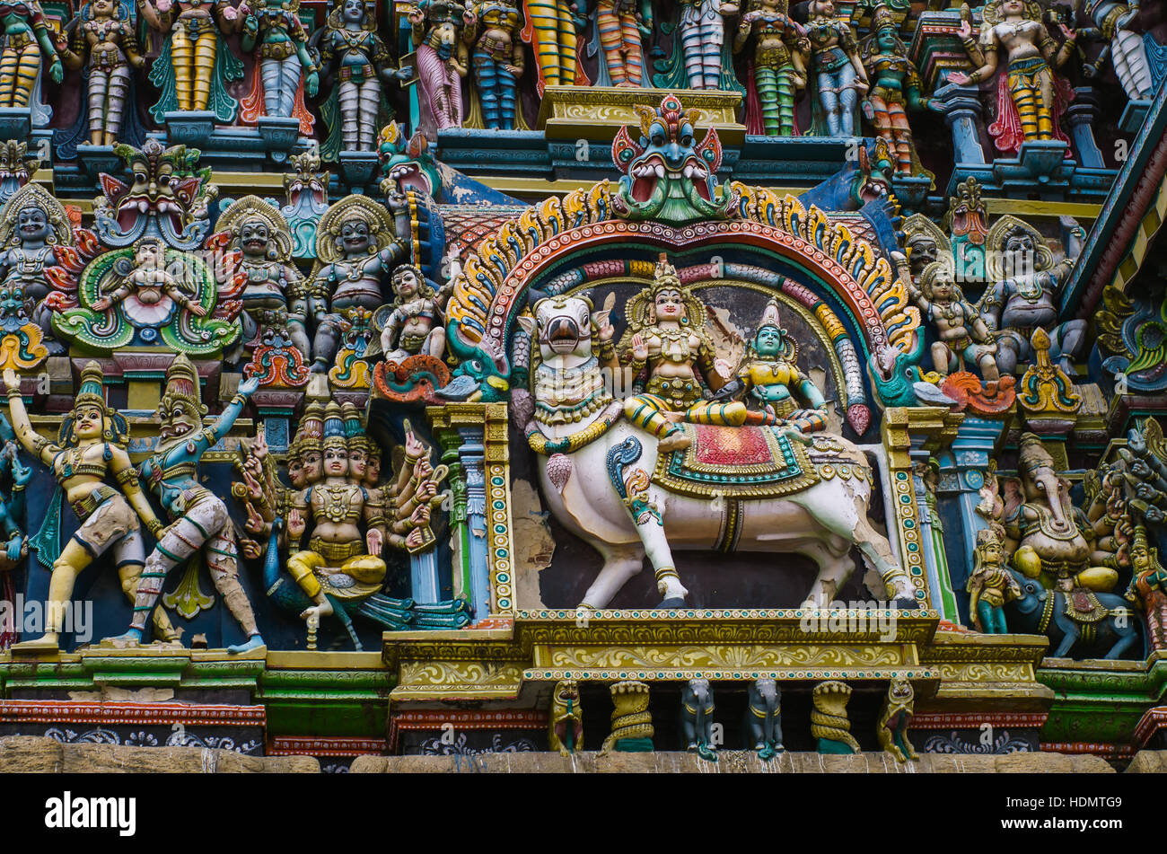Meenakshi hindu temple in Madurai, Tamil Nadu, South India Stock Photo