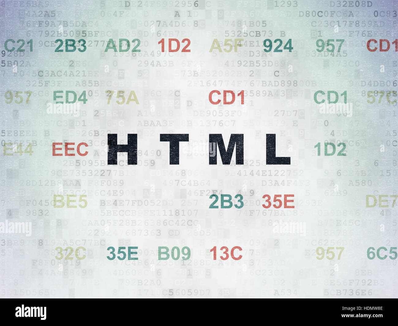 Programming concept: Html on Digital Data Paper background Stock Photo ...