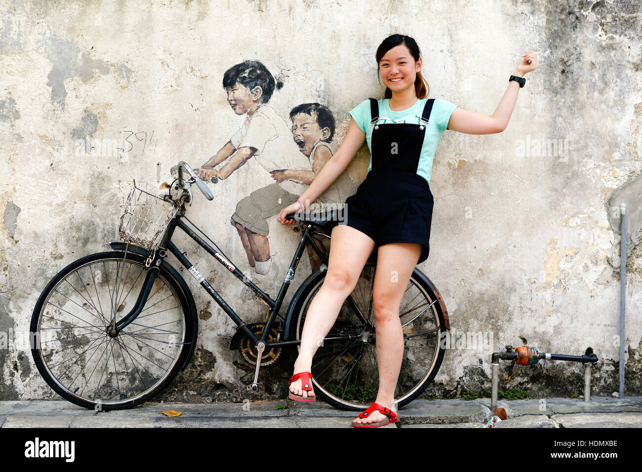 Penang Wall Mural Street Art Stock Photo Alamy