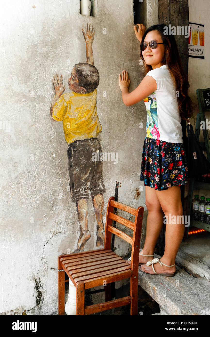 Penang Wall Mural Street Art Stock Photo Alamy