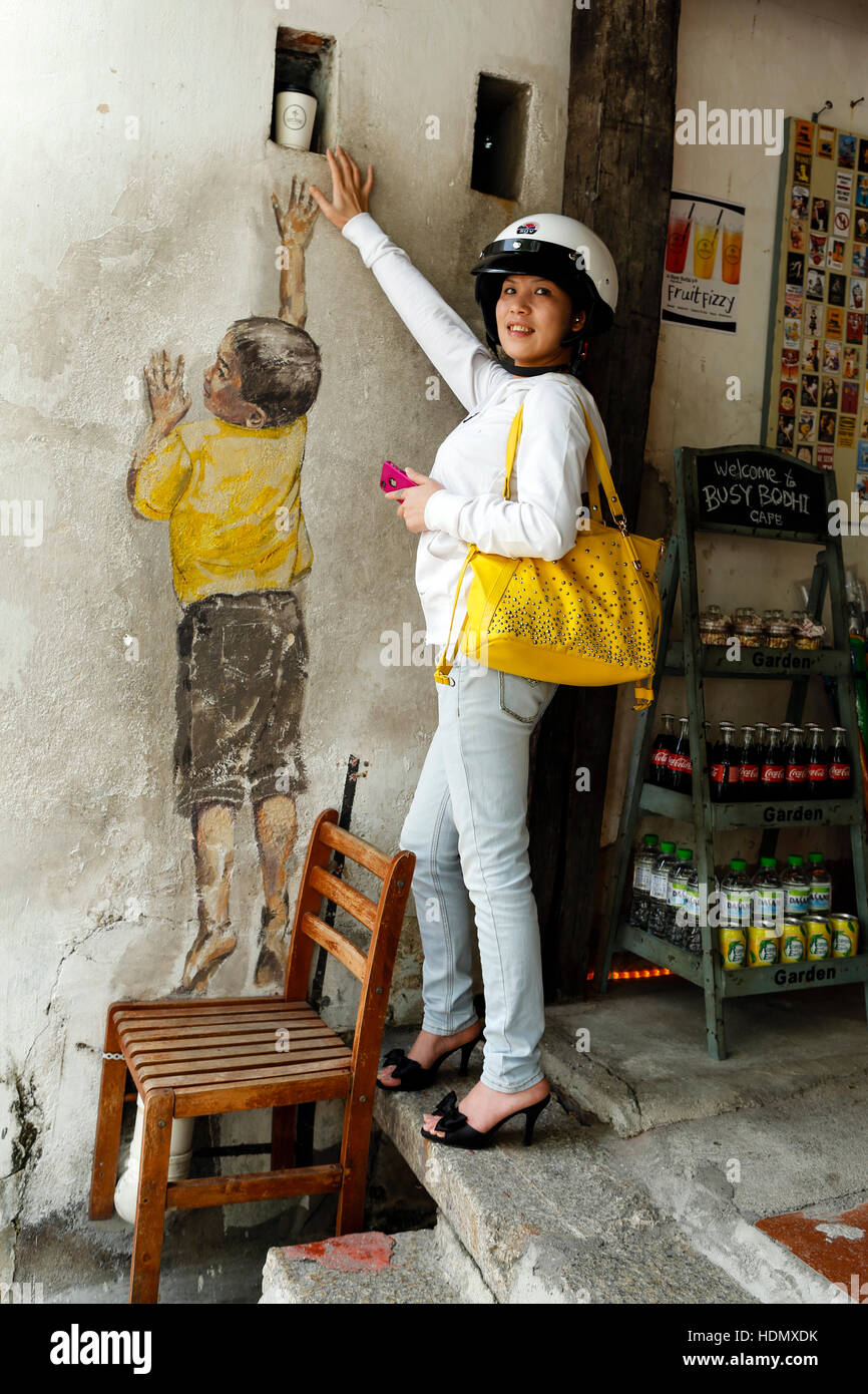 Penang Wall Mural Street Art Stock Photo Alamy