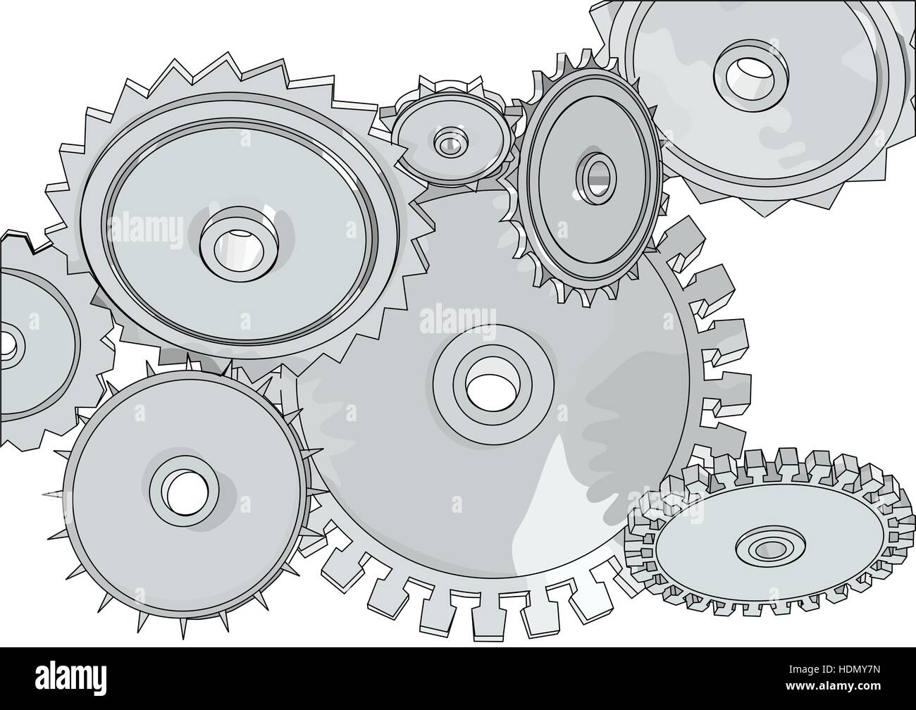 abstract metall gears isolated on a white background Stock Vector