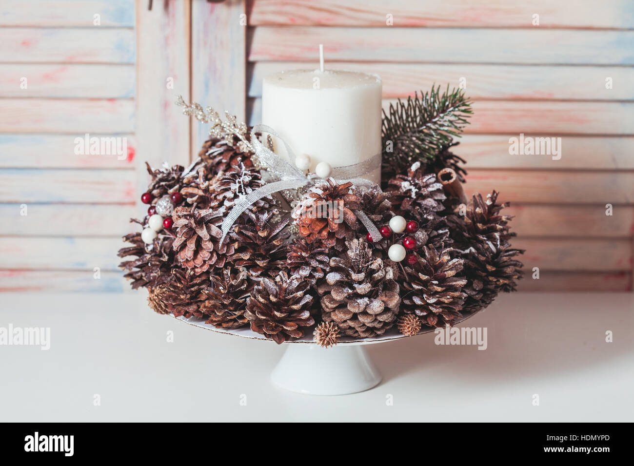 Christmas cones candlestick Stock Photo Alamy
