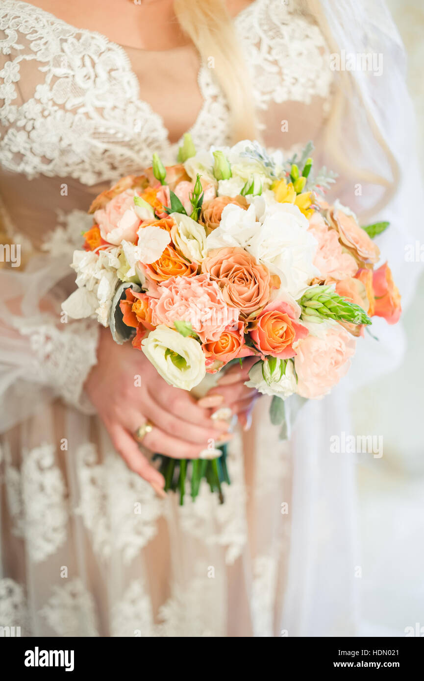 Big wedding bouquet before ceremony Stock Photo Alamy