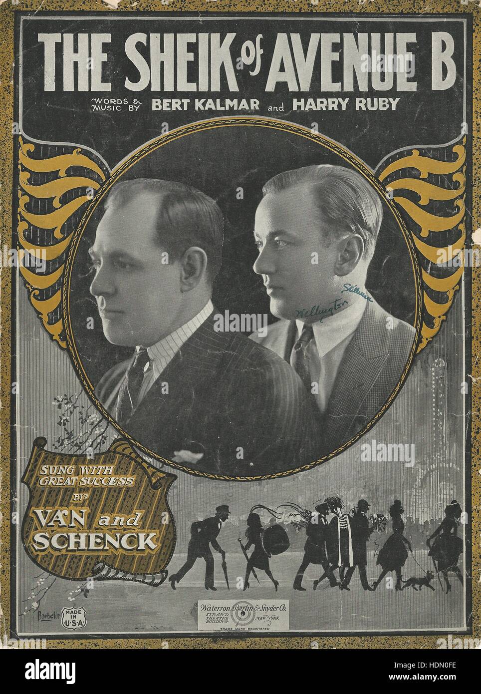 'The Sheik of Avenue B' 1922 Sheet Music Cover Stock Photo