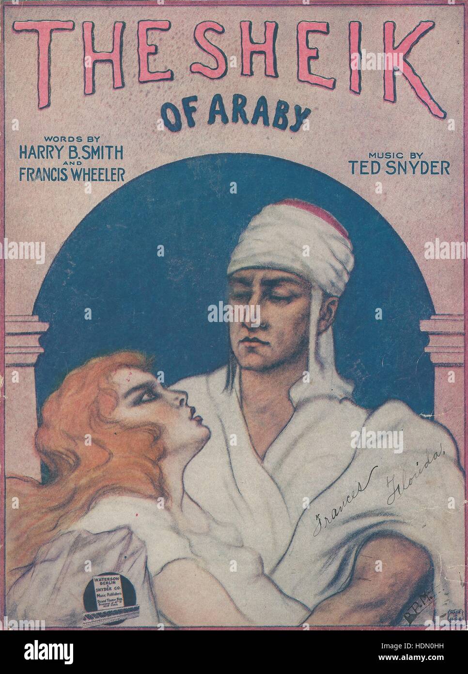 'The Sheik of Araby' 1922 Sheet Music Cover Stock Photo