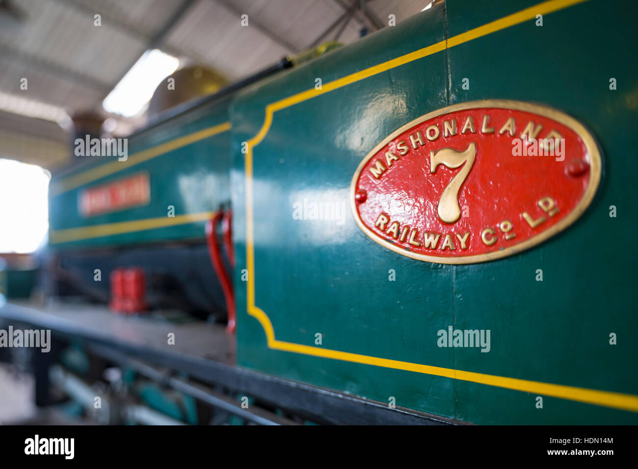 Old trains seen in the railway museum in Bulawayo, Zimbabwe. Stock Photo