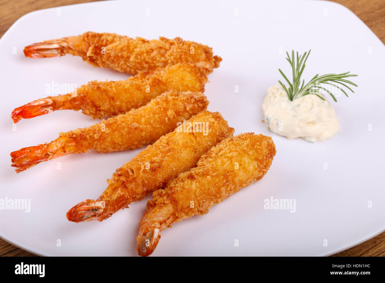 Hot crispy Prawn tempura with garlic sauce Stock Photo Alamy