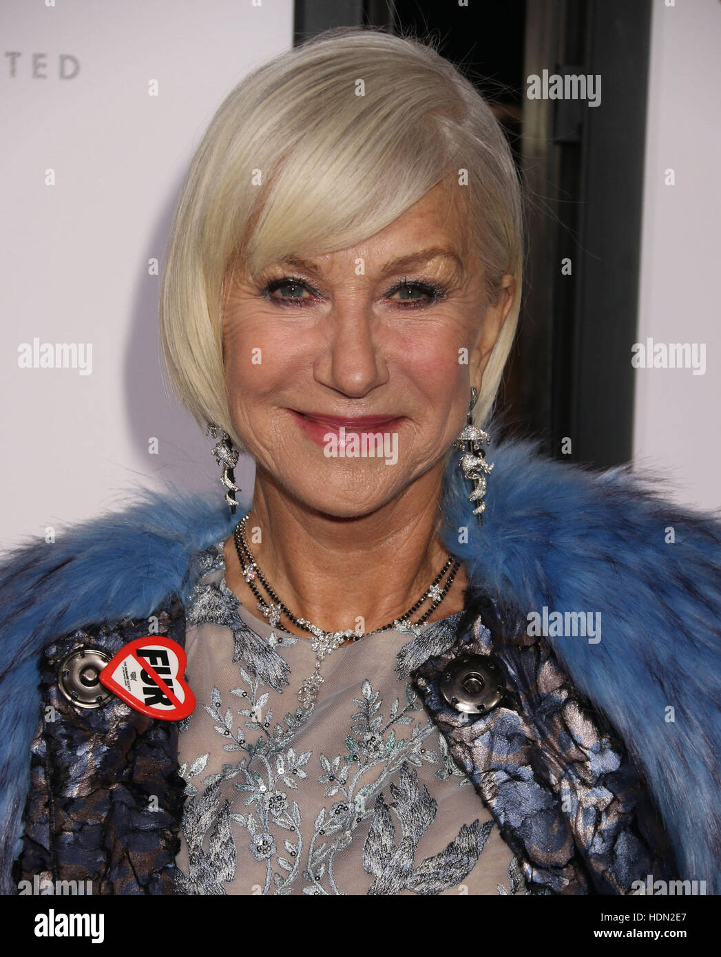 New York, USA. 12th Dec, 2016. Actress HELEN MIRREN attends the New York World Premiere of 'Collateral Beauty' held at the Jazz At Lincoln Center's Frederick P. Rose Hall. Credit:  Nancy Kaszerman/ZUMA Wire/Alamy Live News Stock Photo