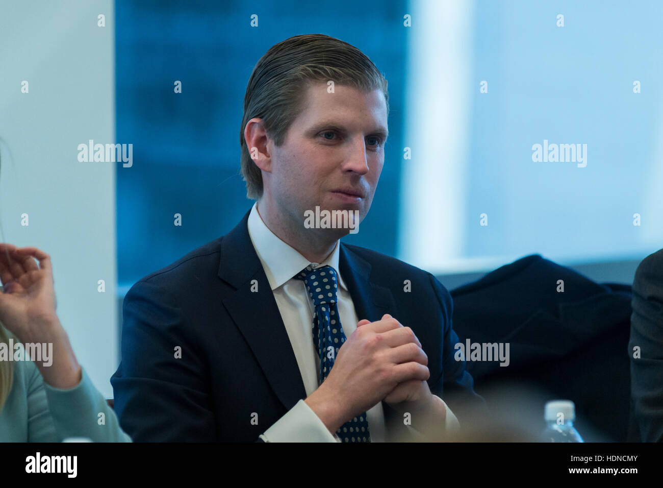 New York, USA. 14th December, 2016. Eric Trump is seen in the Trump Organization conference room at Trump Tower in New York, NY, USA on December 14, 2016. Credit: Albin Lohr-Jones/Pool via CNP /MediaPunch Credit:  MediaPunch Inc/Alamy Live News Stock Photo