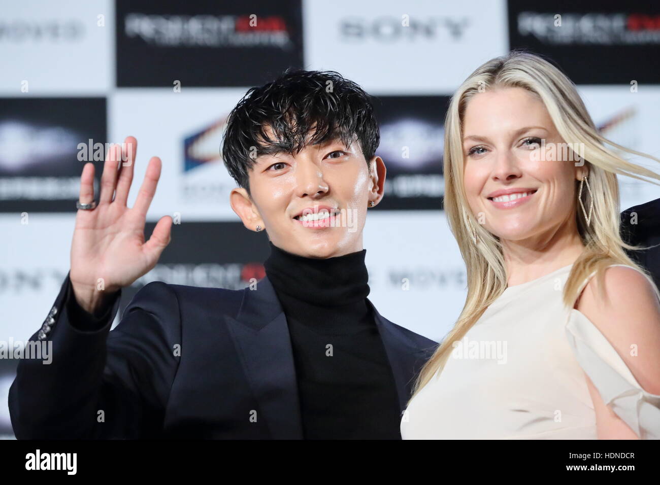 Actor Lee Joon-gi and actress Ali Larter attend the world premiere of the  film Resident