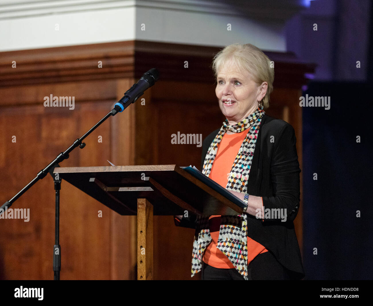 Christ Church Spitalfields, London, UK. 14th Dec, 2016. Actress Patricia Brake reads the Ballad Of The Bread Man Carol service at Christ Church in aid of HIV charity Mildmay. Mildmay deliver treatment and prevention work in the UK and East Africa, and operate the Mildmay Hospital. Credit:  Imageplotter News and Sports/Alamy Live News Stock Photo