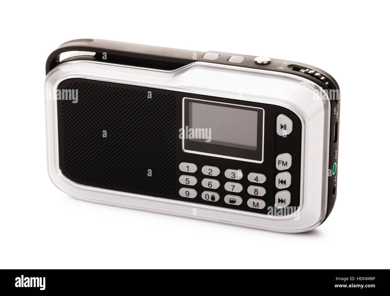 Modern black radio receiver isolated on a white background Stock Photo
