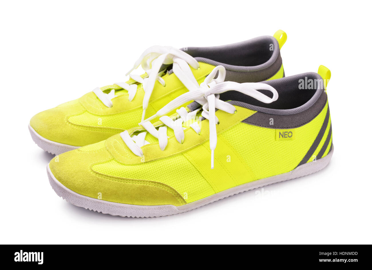 SAMARA, RUSSIA - June 8, 2015: Adidas Neo sneakers for running, football,  training, in gray and yellow, showing the Adidas logo and famous three  strip Stock Photo - Alamy