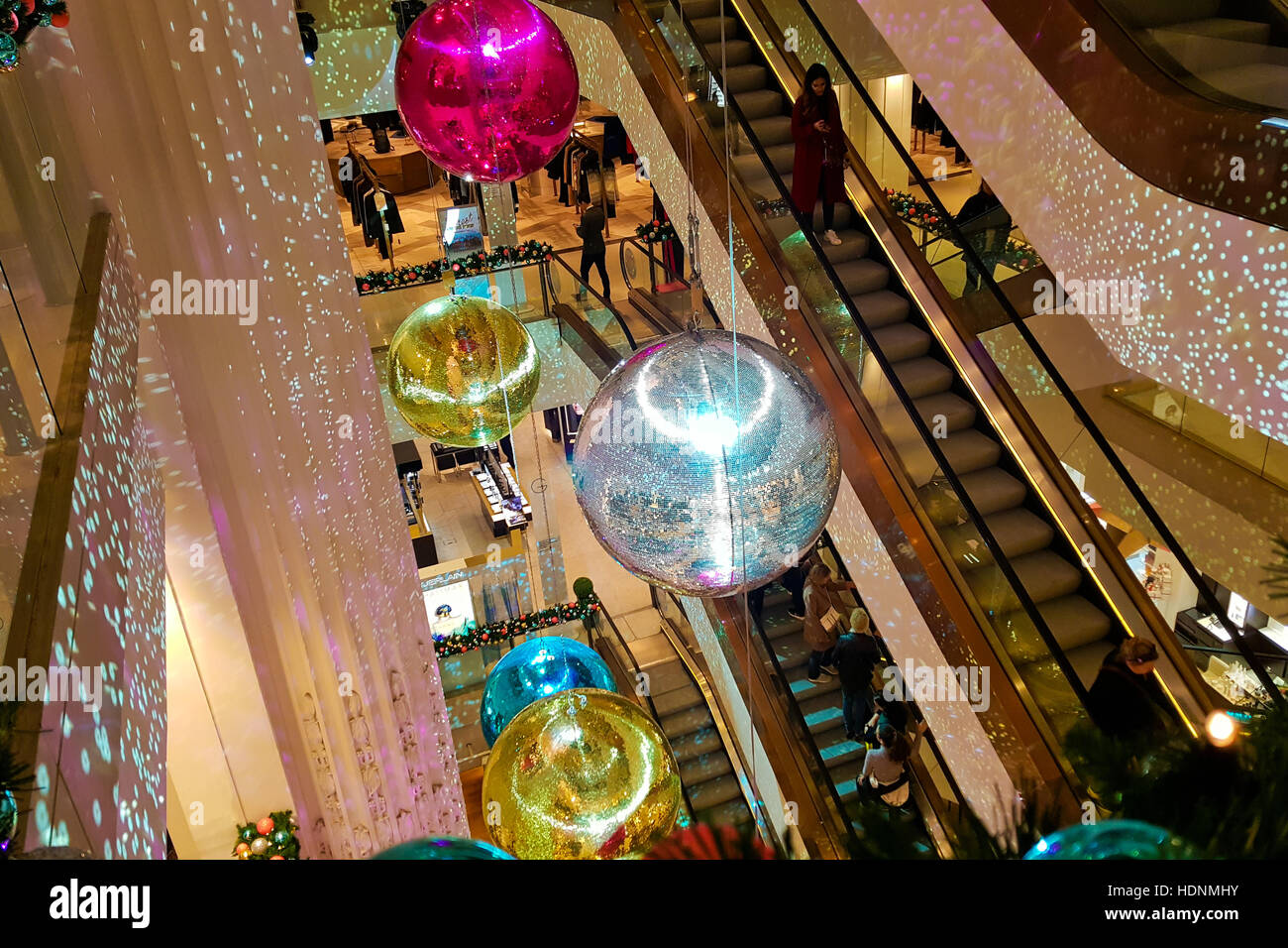 Christmas decorations at Selfridges on Oxford Street, London. Where