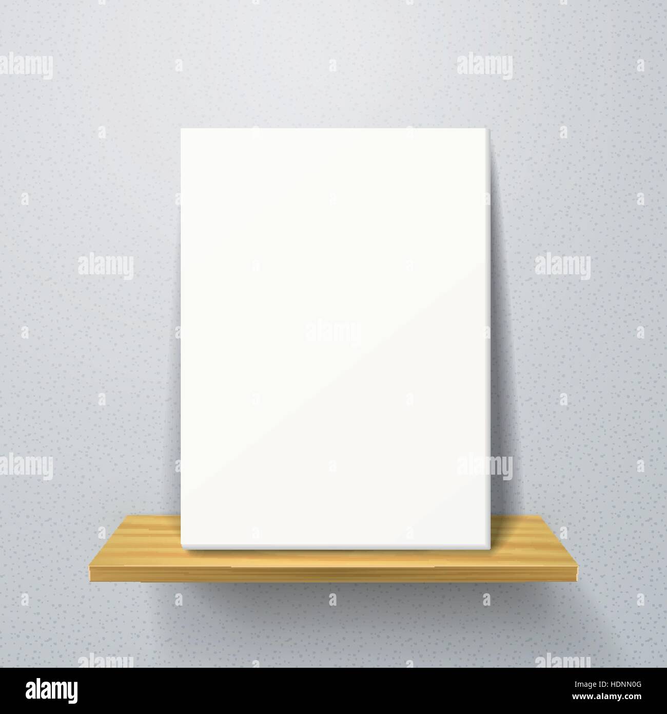 https://c8.alamy.com/comp/HDNN0G/vector-3d-white-poster-on-a-wooden-shelf-HDNN0G.jpg