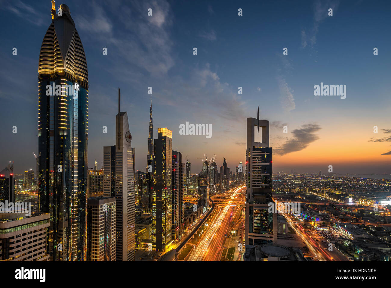 Sheik Zayed Road in Dubai Stock Photo