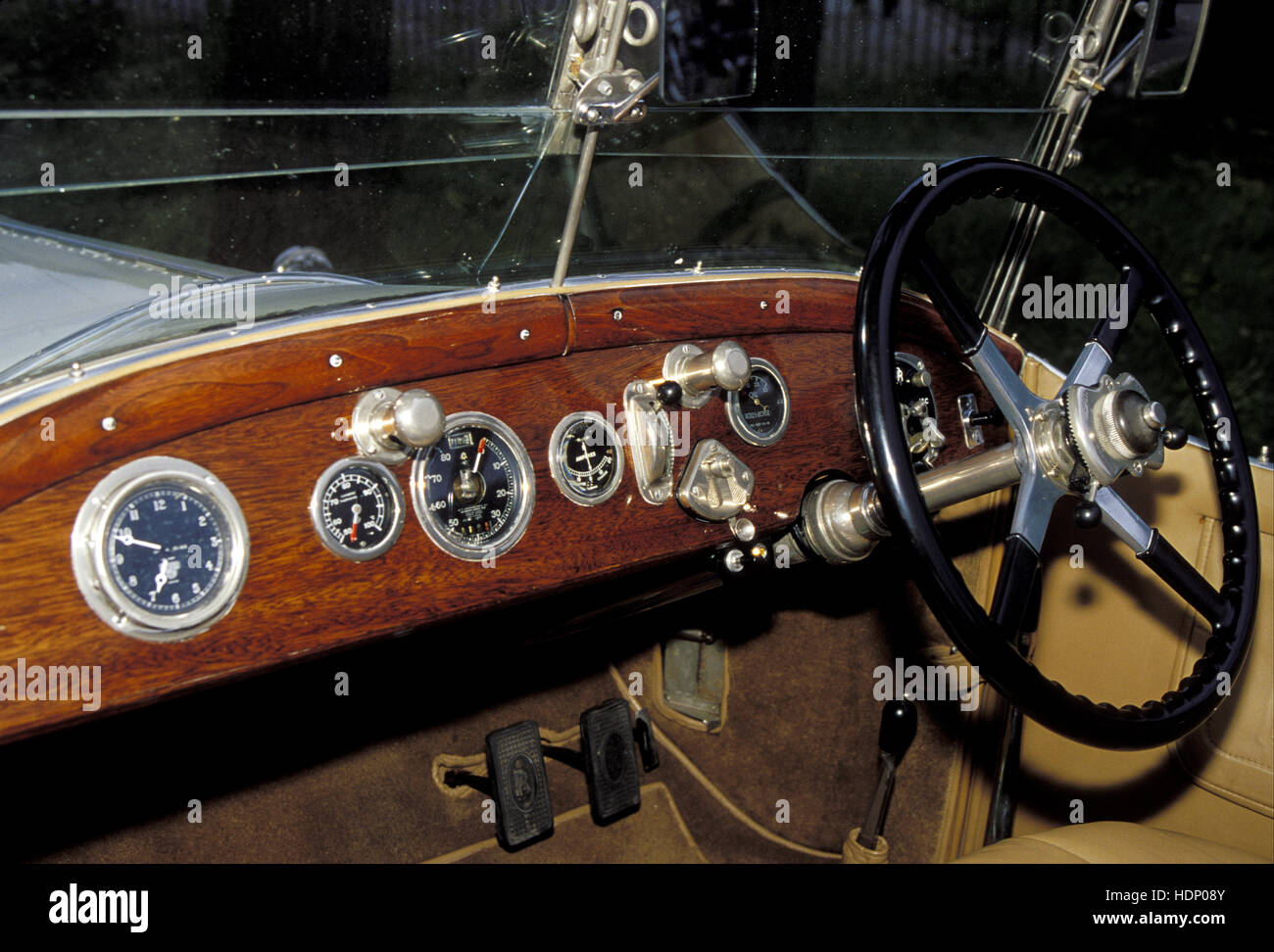 Germany, Cologne, competitors of an oldtimer rally, dashboard of a Rolls Royce hp from 1928. Stock Photo