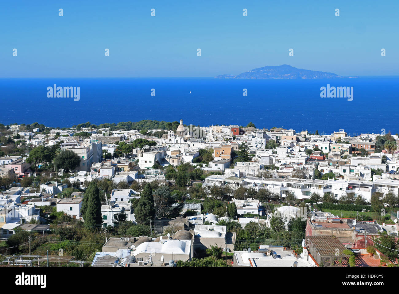 Capri island, Tyrrhenian Sea off the Sorrentine Peninsula, Gulf of Naples in the Campania region of Italy Stock Photo