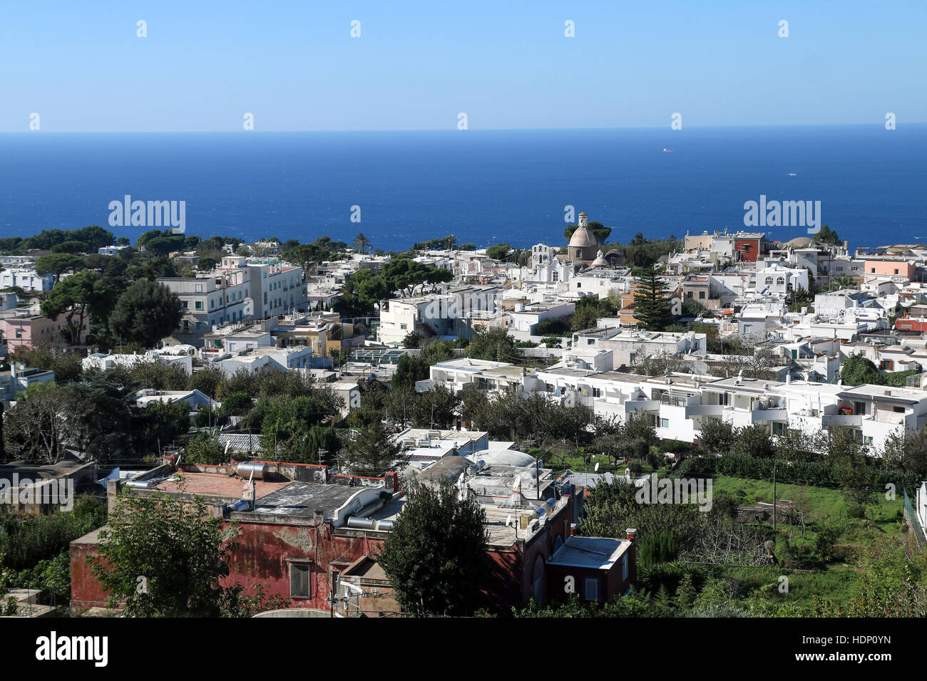 Capri island, Tyrrhenian Sea off the Sorrentine Peninsula, Gulf of Naples in the Campania region of Italy Stock Photo