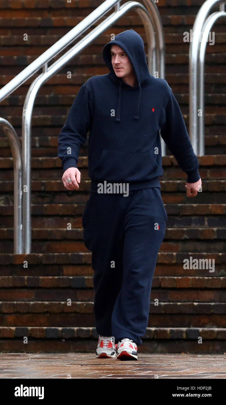 Danny Shepherd leaves Maidstone Crown Court after appearing charged with causing or allowing the death of a baby. Stock Photo