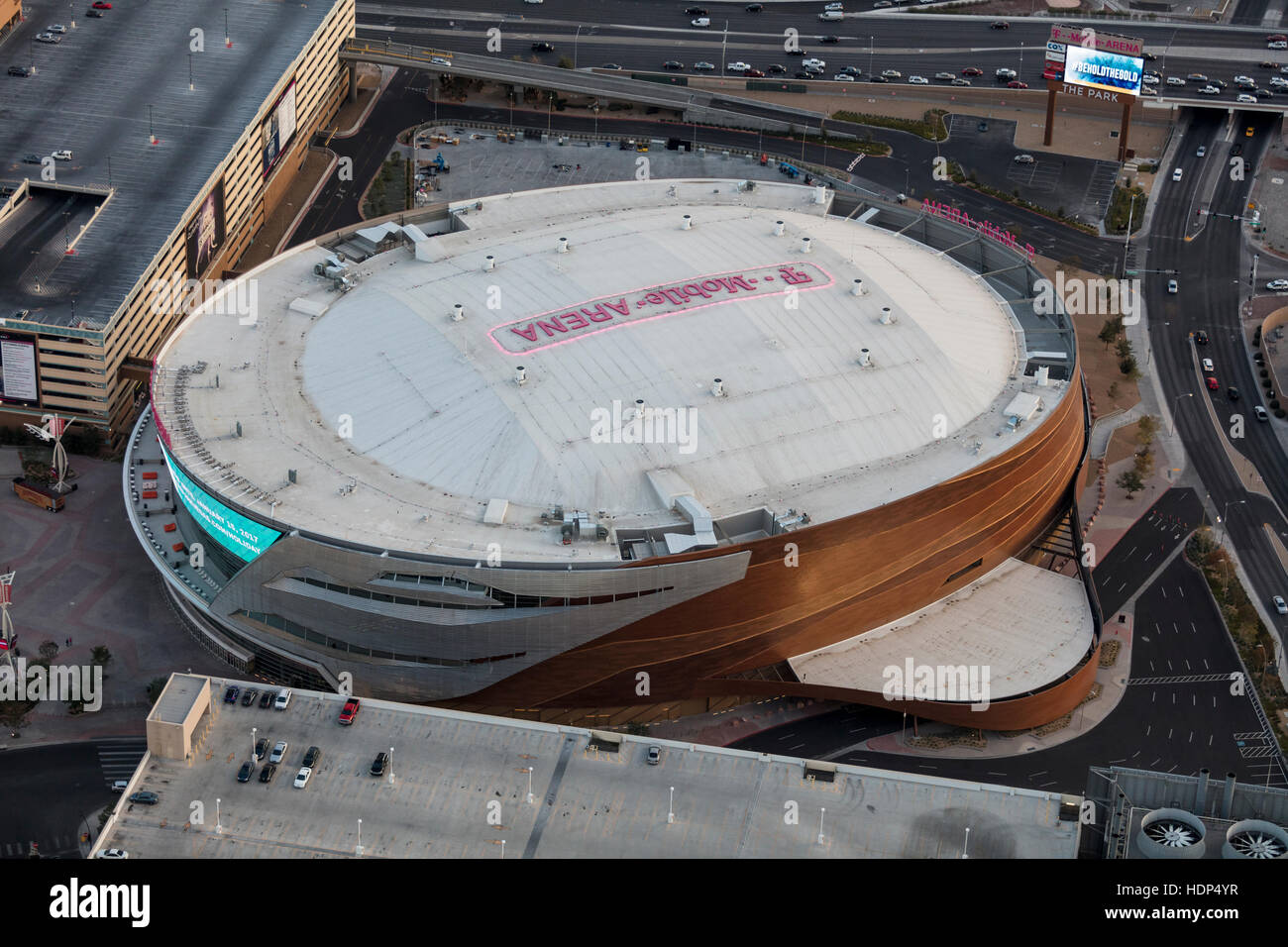Aerial view of T-Mobile Arena on the Strip, Las Vegas, Nevada, USA Stock Photo