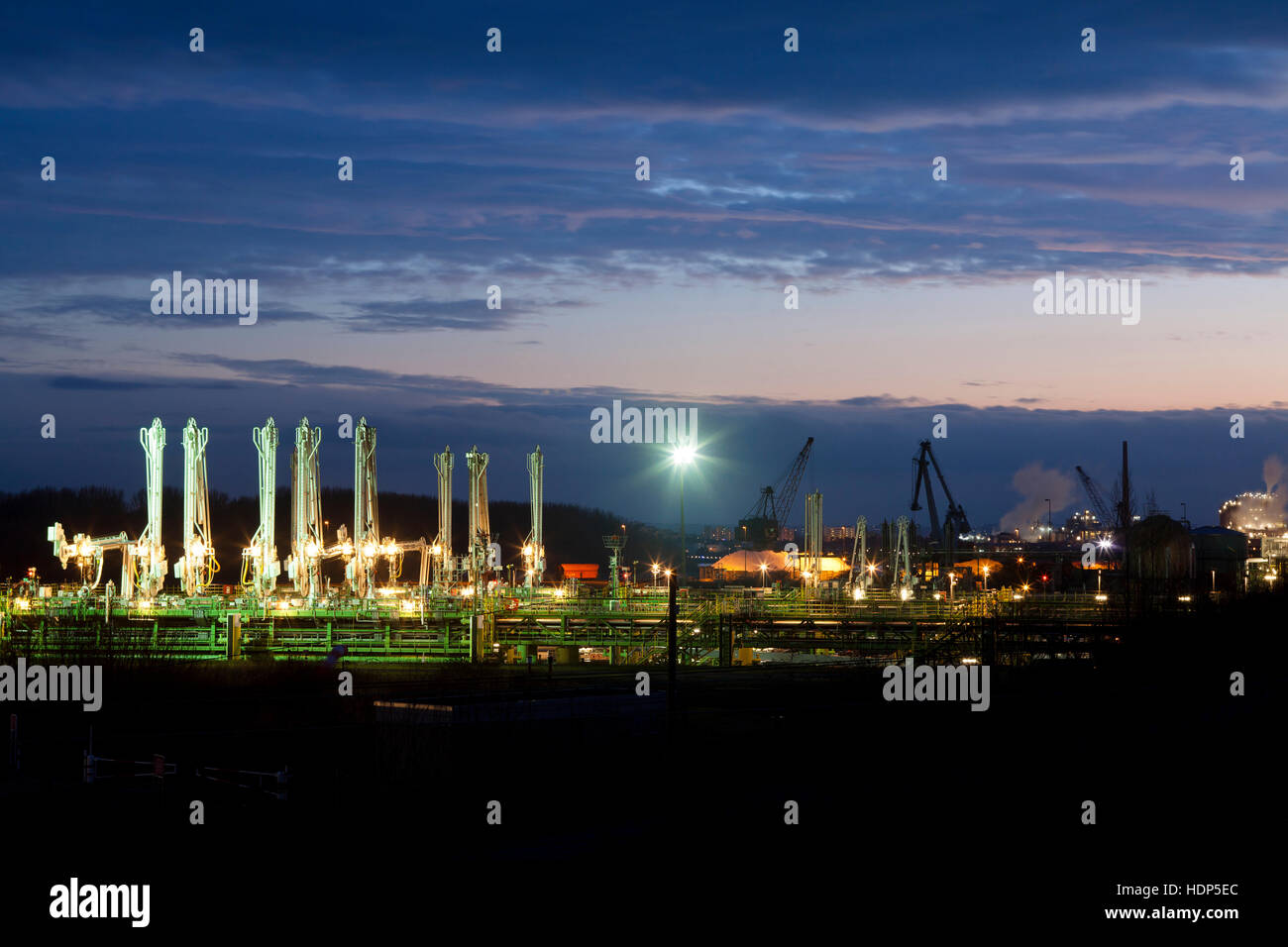 Germany, Cologne, harbor Cologne-Godorf, a loading plant for flammable liquid goods Stock Photo