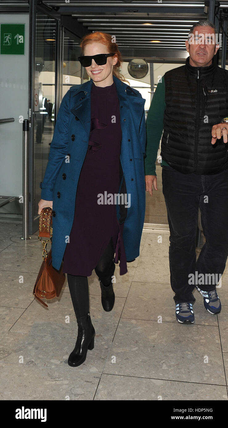 Jessica Chastain arriving at Heathrow Airport Featuring: Jessica