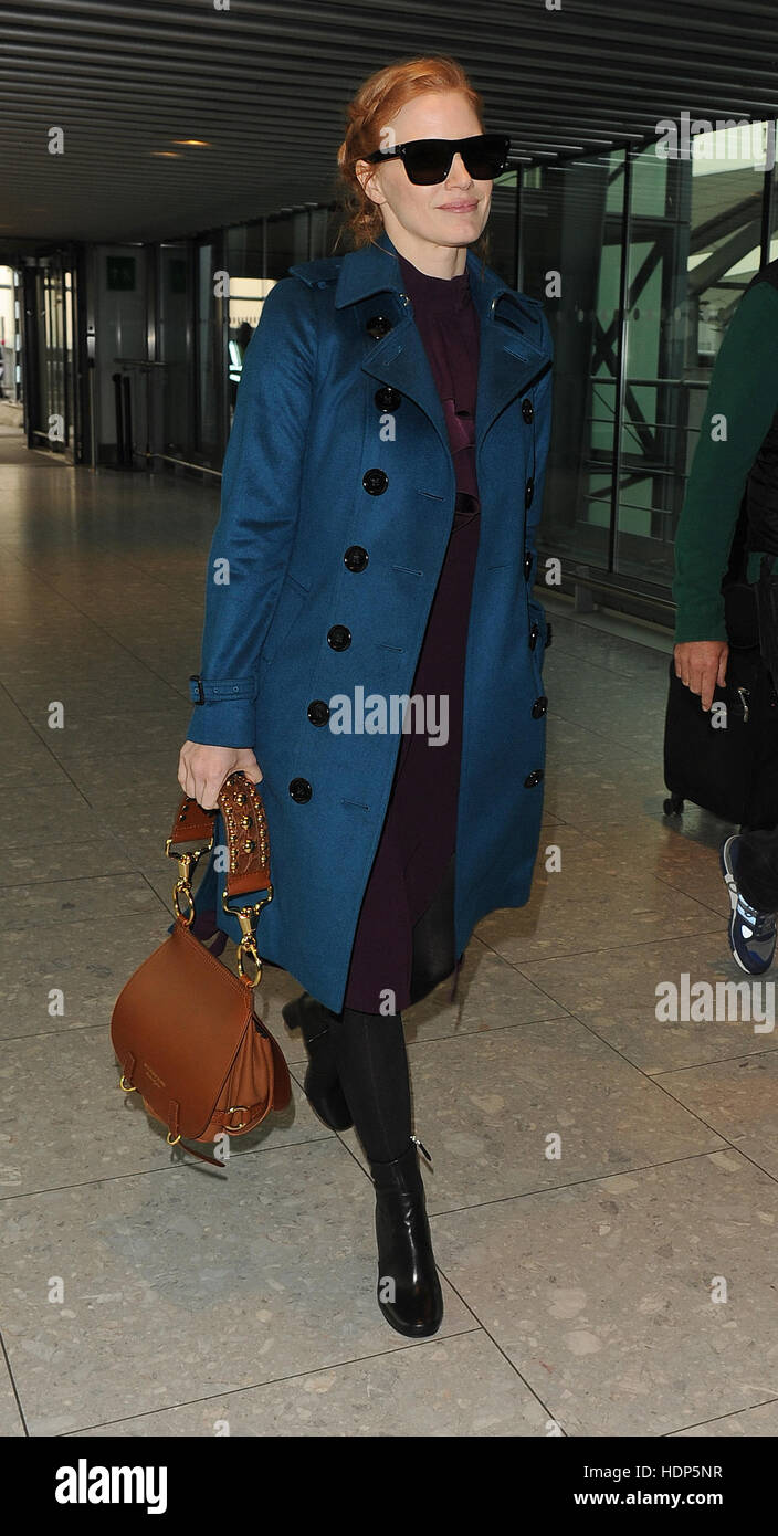 Jessica Chastain arriving at Heathrow Airport Featuring: Jessica