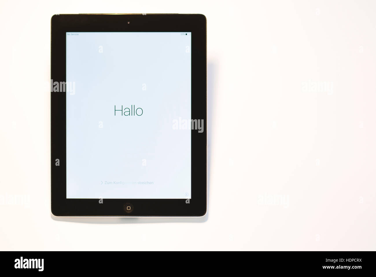 Ljubljana Slovenia December 8 16 An Ipad Tablet Pc Is Saying Hallo Or Hello In German To It S New User On First Clean Install Illustrative Edi Stock Photo Alamy
