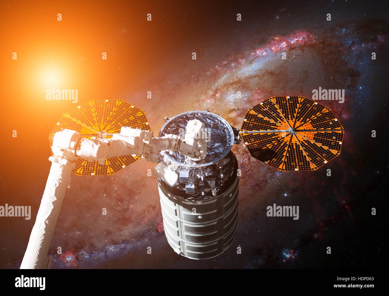 The Cygnus spacecraft in open space. Stock Photo