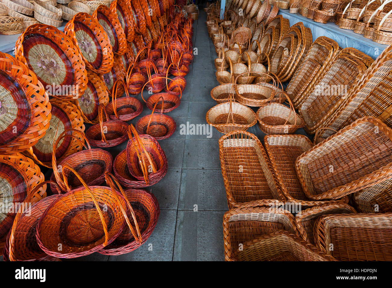 Colorful baskets in rows, Tashkent, Uzbekistan Stock Photo