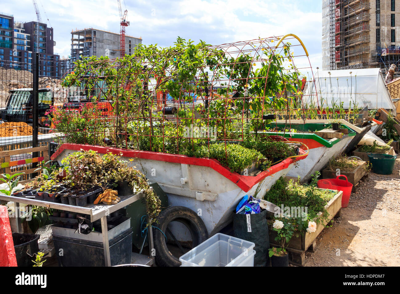 The Skip Garden, a community resource providing a green oasis in the middle of the King’s Cross development, London, UK, 2015 Stock Photo