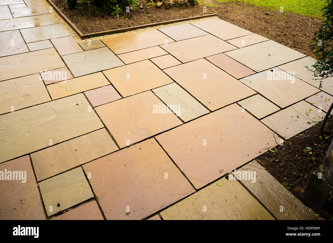 New paving slabs in position awaiting grouting Stock Photo Alamy