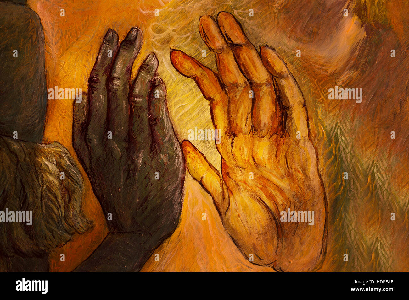 Two different hands art hi-res stock photography and images - Alamy