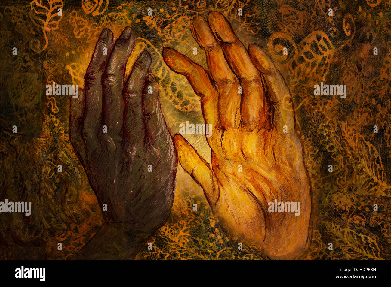 Two different hands art hi-res stock photography and images - Alamy