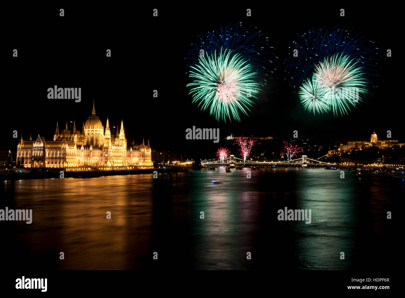 Fireworks in Budapest Stock Photo Alamy