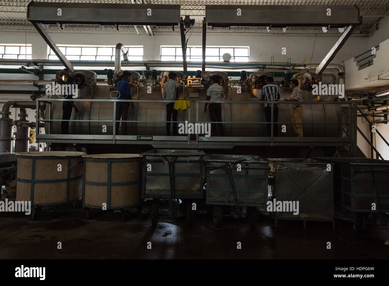 Machinery at a dye and knit works for cotton in Tamil Nadu, India Stock