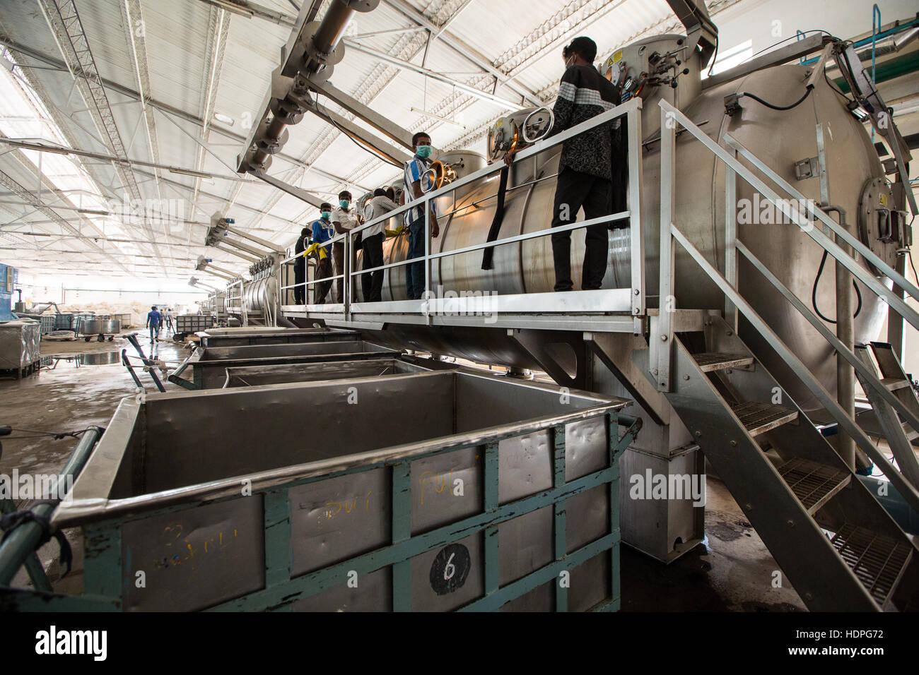 Machinery at a dye and knit works for cotton in Tamil Nadu, India Stock