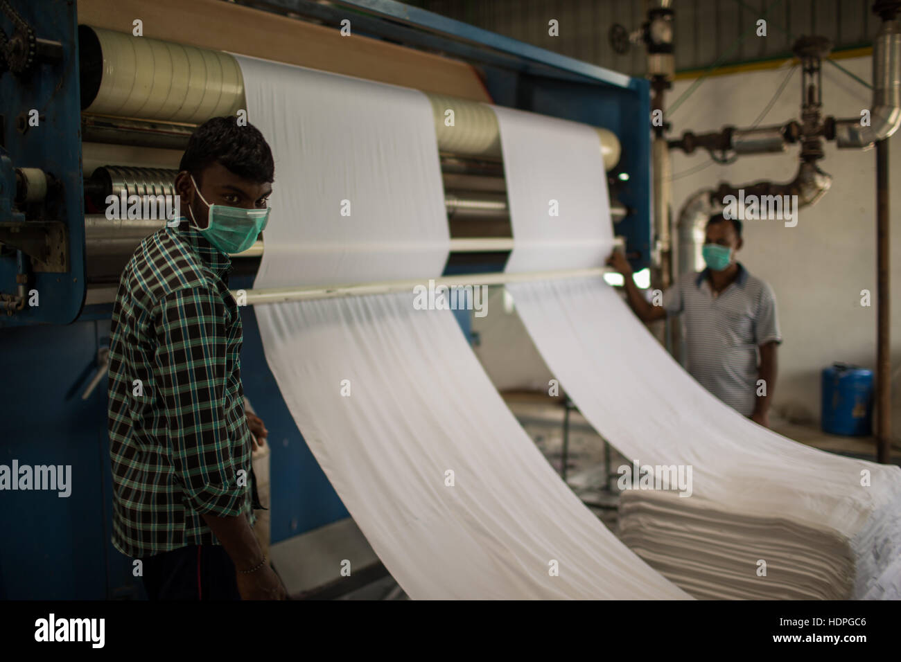 Machinery at a dye and knit works for cotton in Tamil Nadu, India Stock