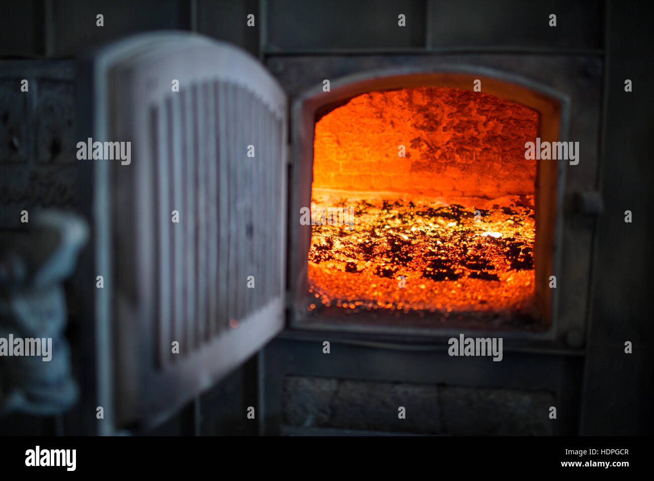 A coal furnace used to power a turbine at a water treatment plant at Tamil Nadu in southern India Stock Photo