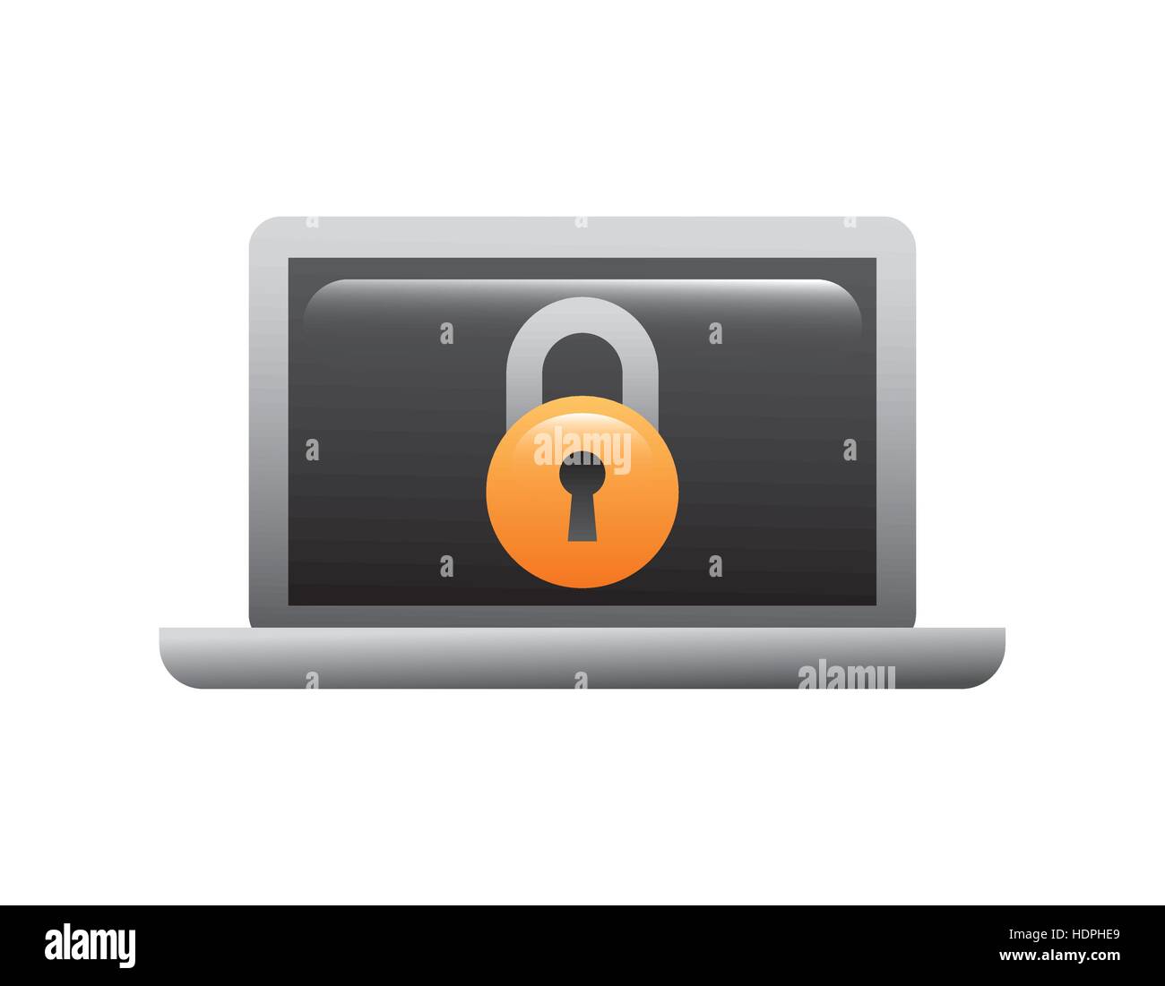 laptop computer with padlock icon. cyber security concept. colorful ...