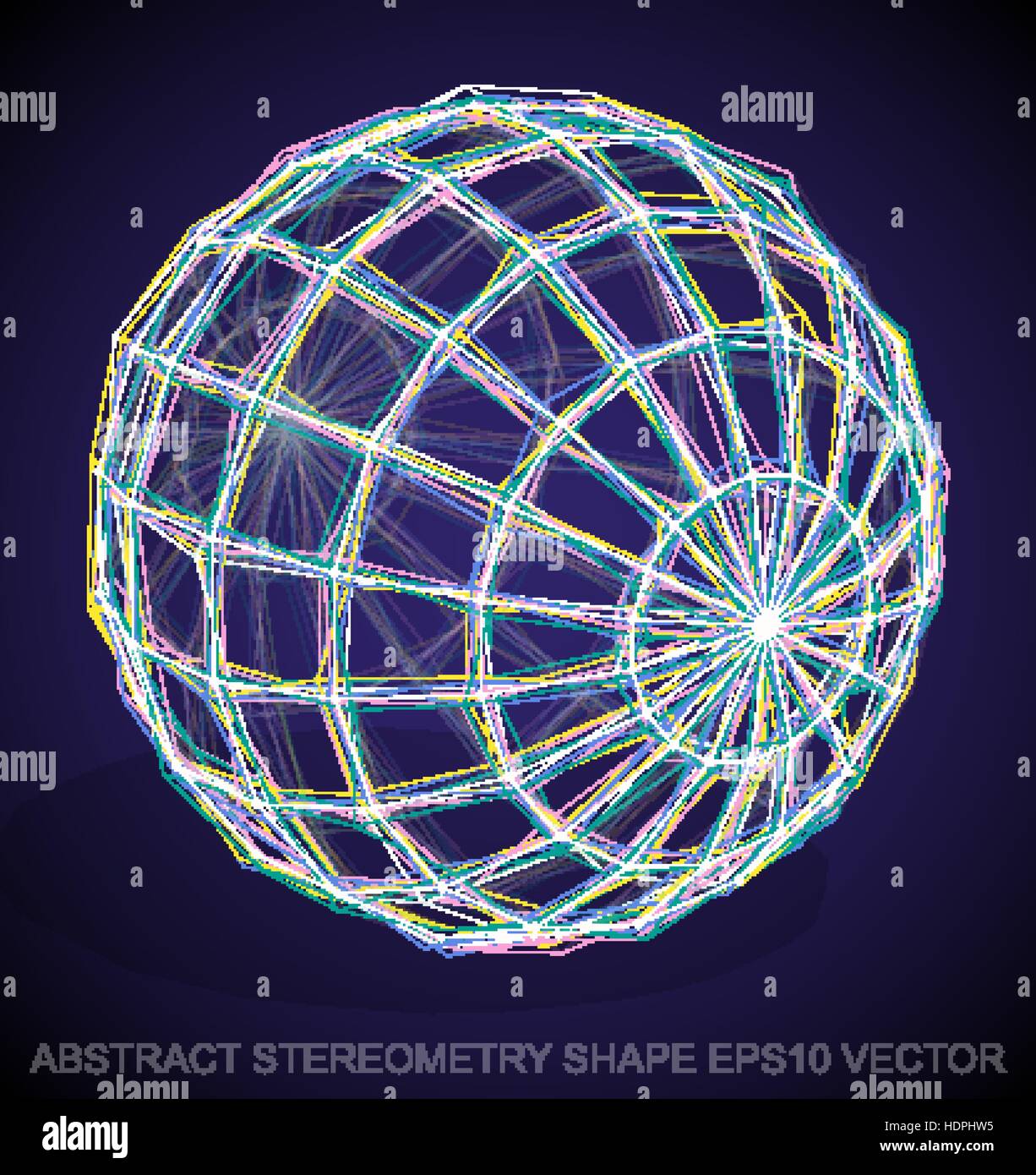 Abstract geometry shape: Multicolor sketched Sphere with Transparent ...