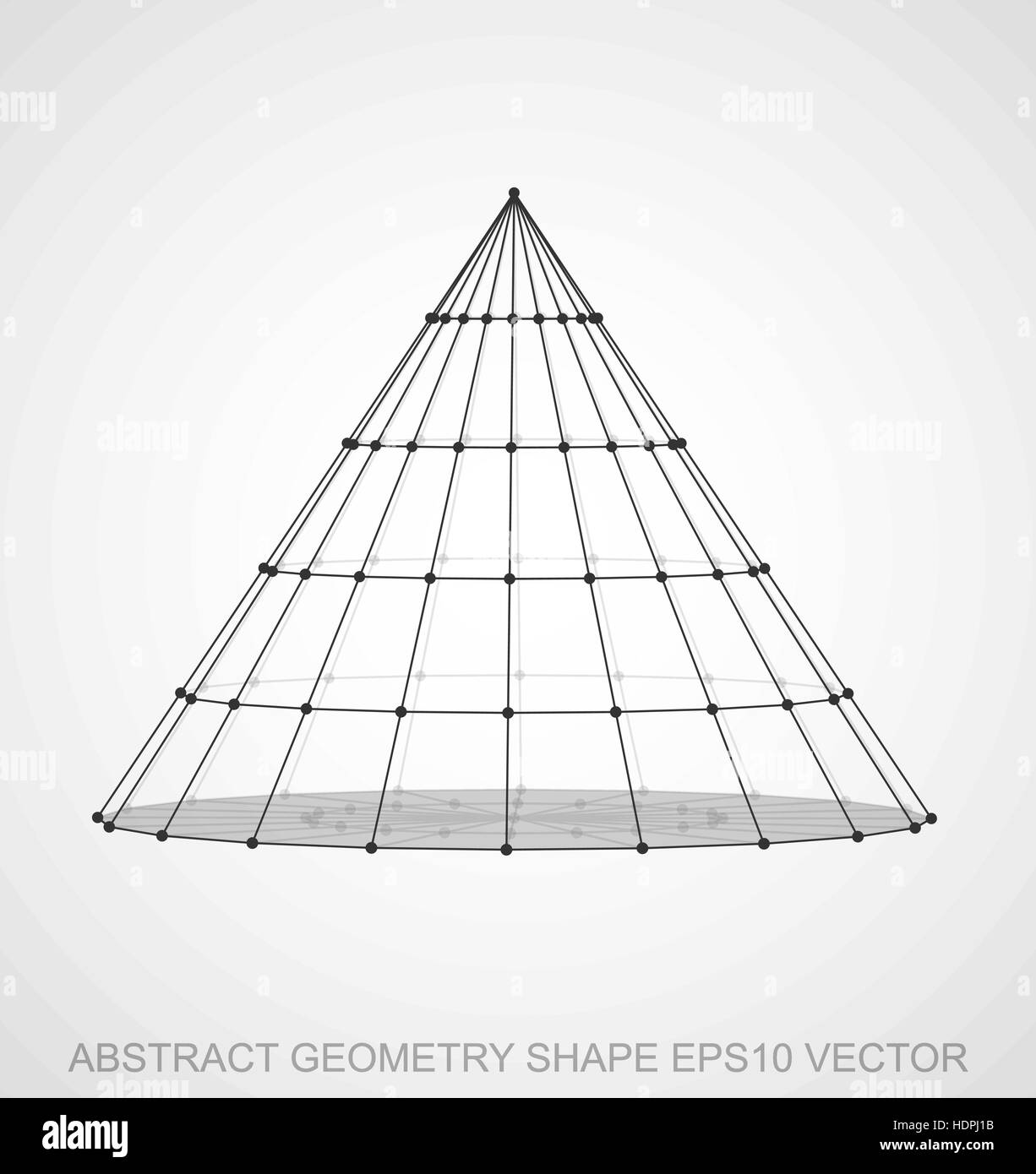 Abstract stereometry shape: Black sketched Cone with Transparent Shadow ...