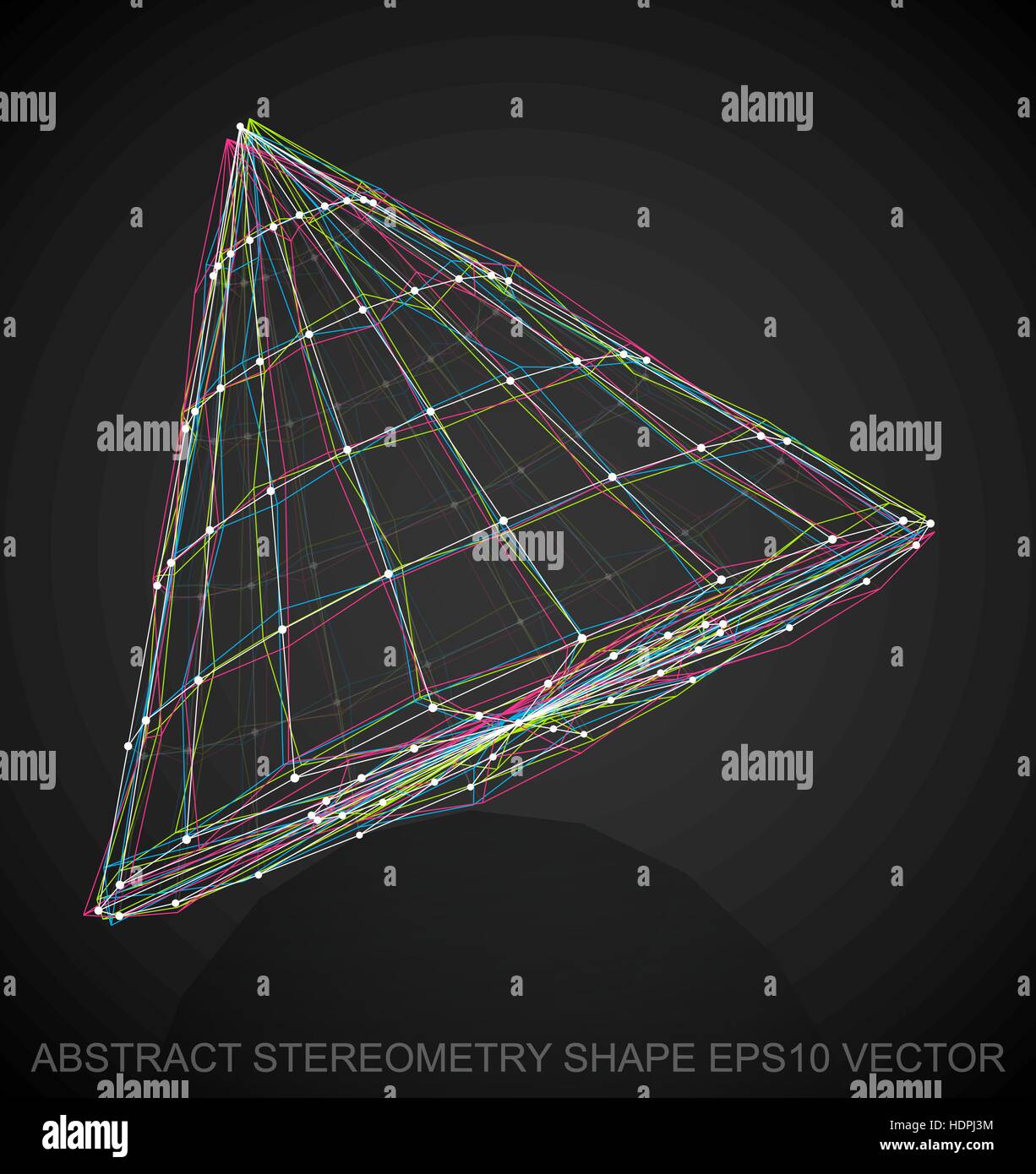 Abstract stereometry shape: Multicolor sketched Cone with Reflection ...