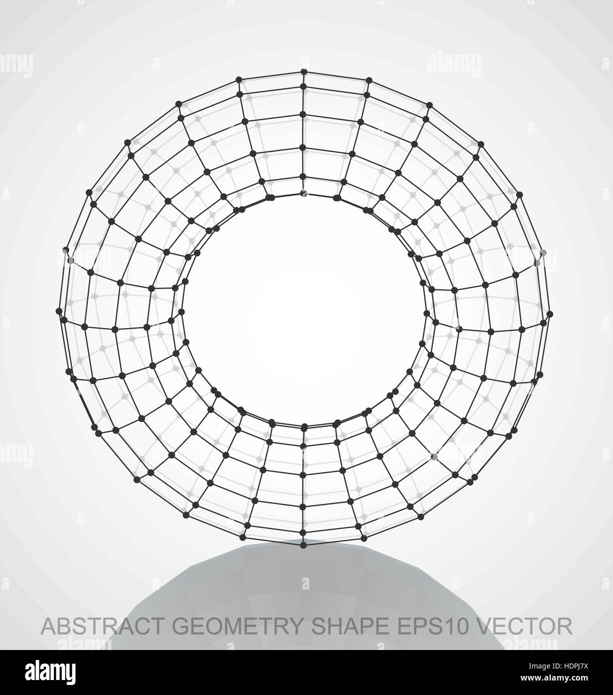 Abstract Geometry Shape Black Sketched Torus With Reflection Hand Drawn 3d Polygonal Torus 0443