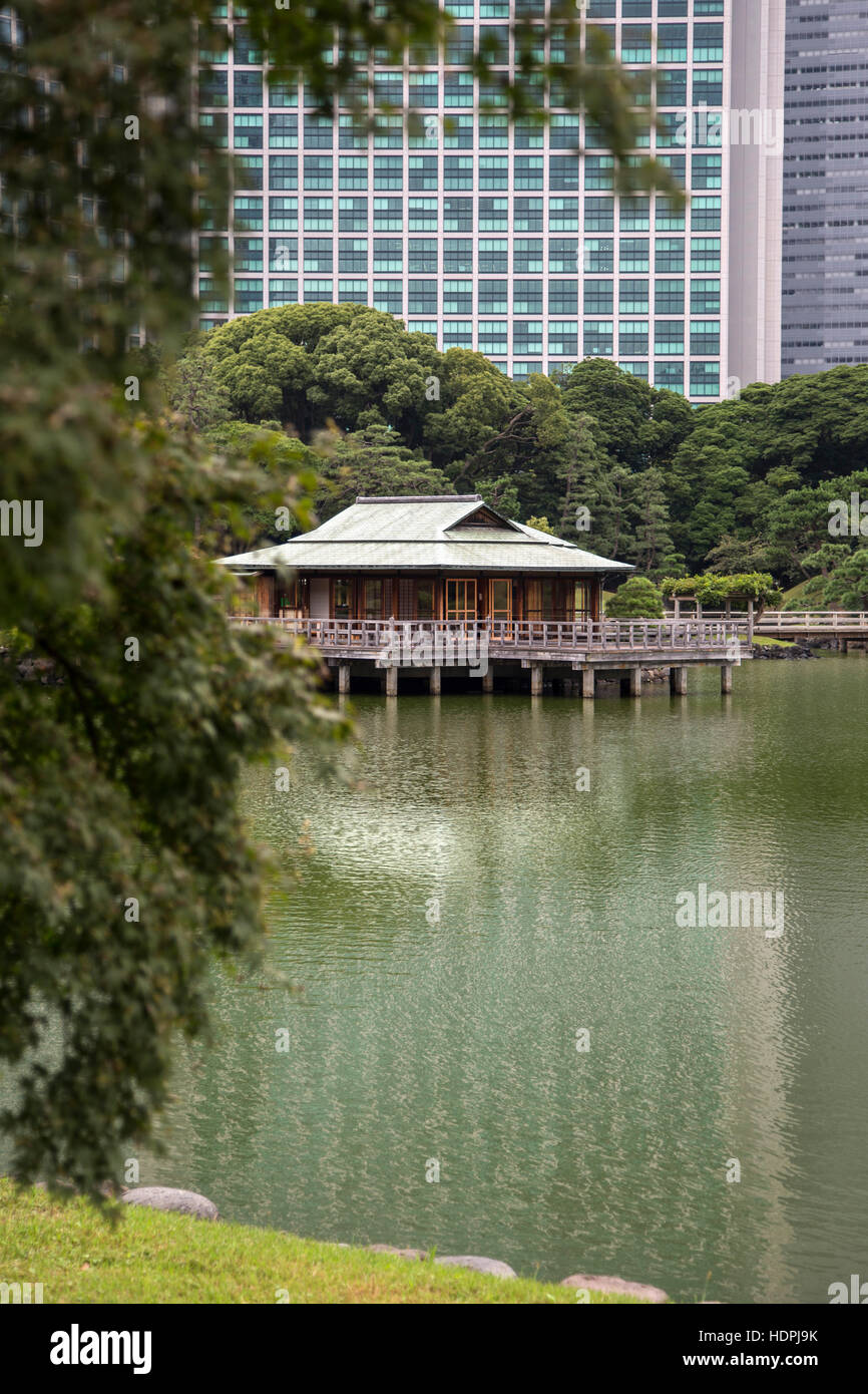 Nakajima Tea House on the lake in Tokyo, Japan Stock Photo