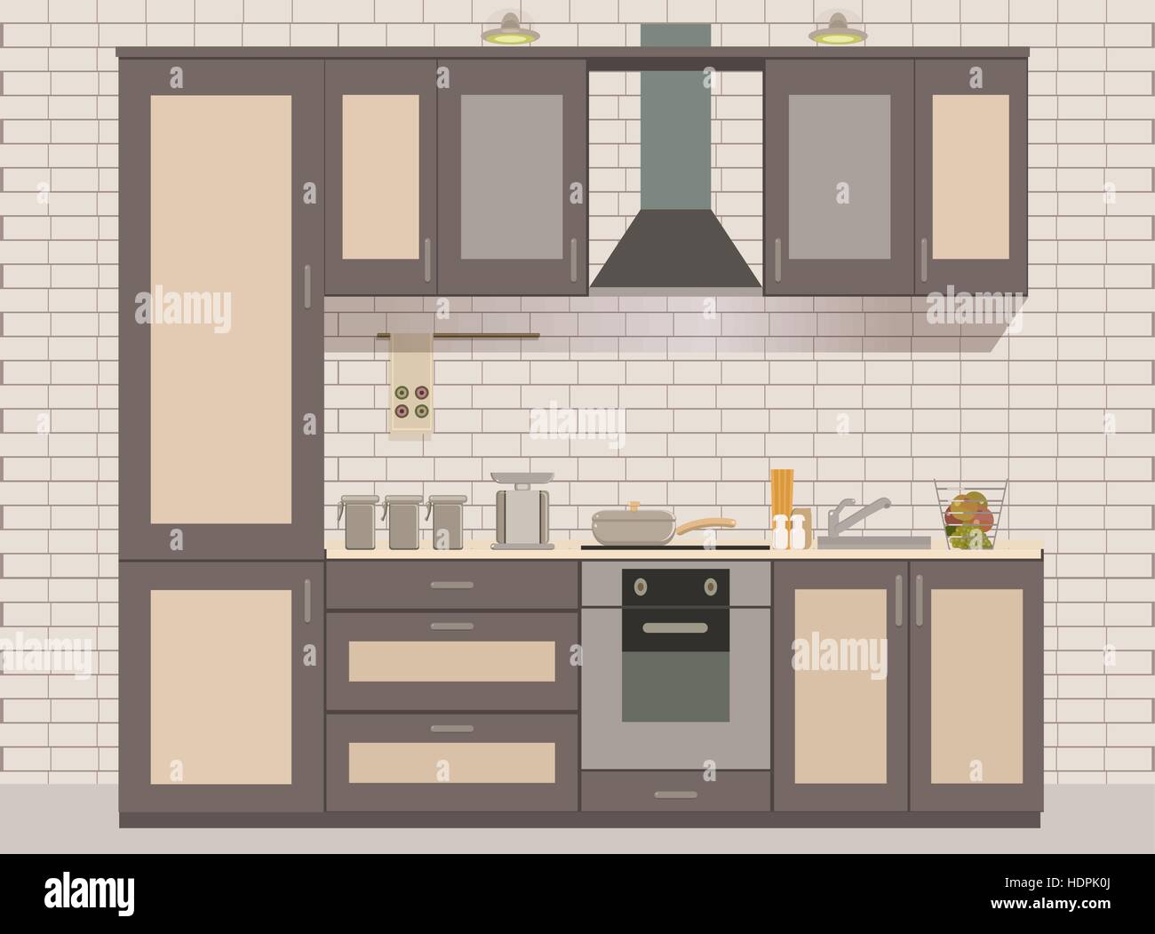 Vector Kitchen Interior Card Flat Illustration Stock Vector Image Art vector-kitchen-interior-card-flat-illustration-stock-vector-image-art