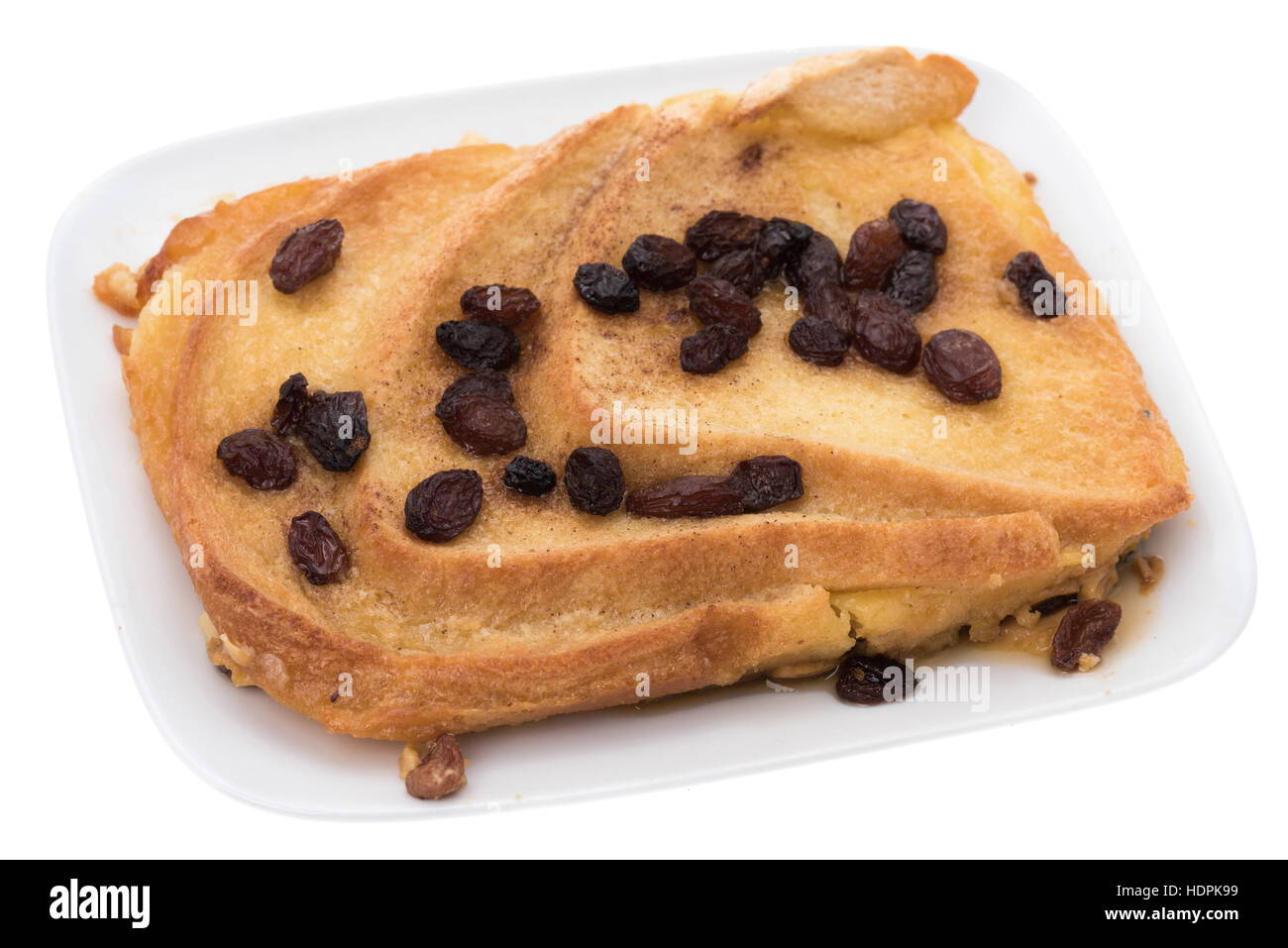 Bread And Butter Pudding White Background Stock Photo Alamy