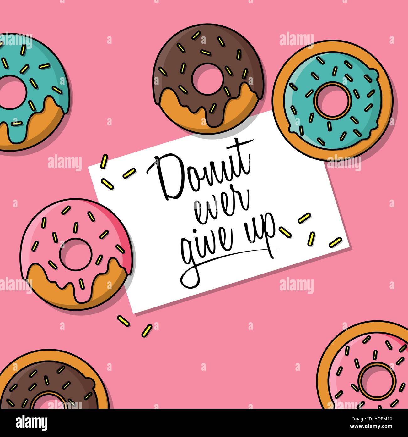 Donut Ever Give Up Sign Donuts Table Flat Design Vector Illustration Stock Vector Image And Art 1073